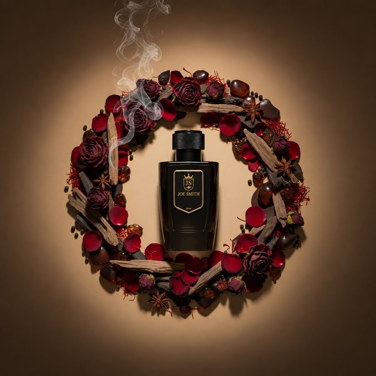 Joe Smith perfume bottles — studio product photograph
